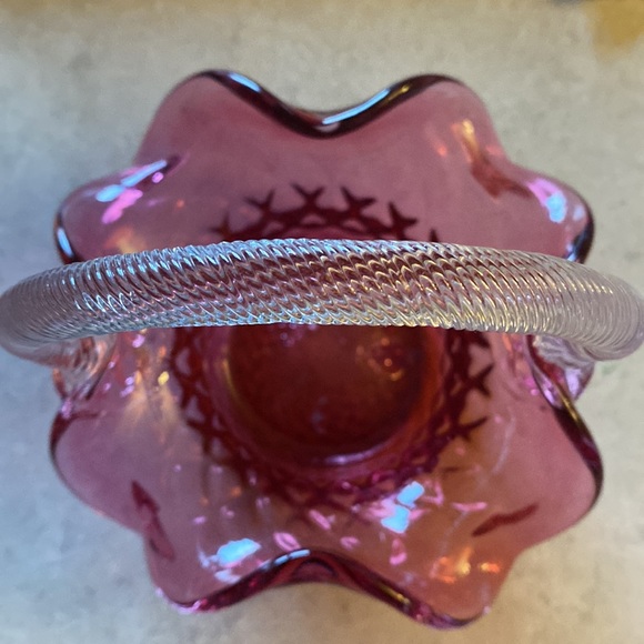 Heritage Cranberry Collection Decorative Dish w Handle - Picture 4 of 11